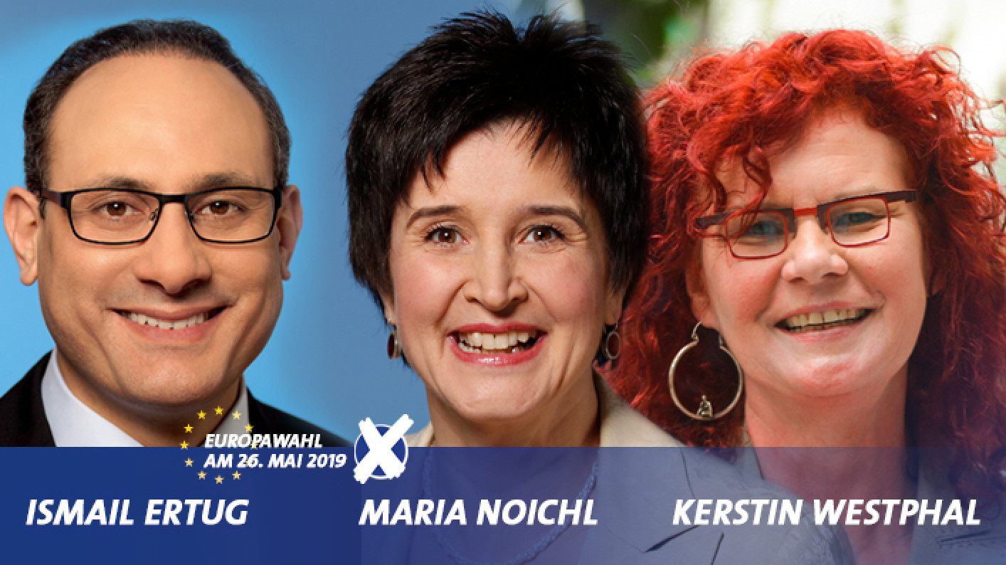 Die drei Spitzenkandidat*innen der BayernSPD für die Europawahl 2019
